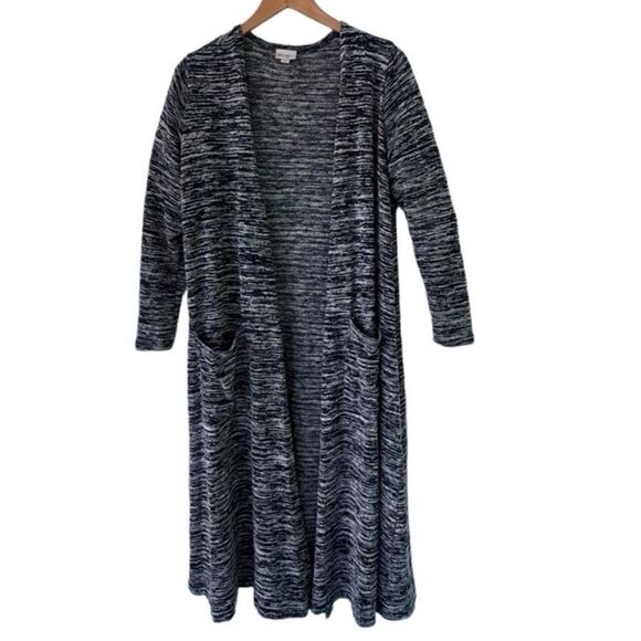LuLaRoe Open Front Duster Pockets Blue Gray SZ M - Picture 1 of 13